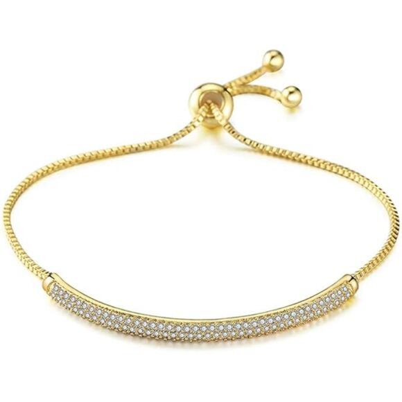 Adjustable Slider Bracelet - Gold/White Gold/Rose Gold Bar Friendship Bangle - Picture 6 of 6